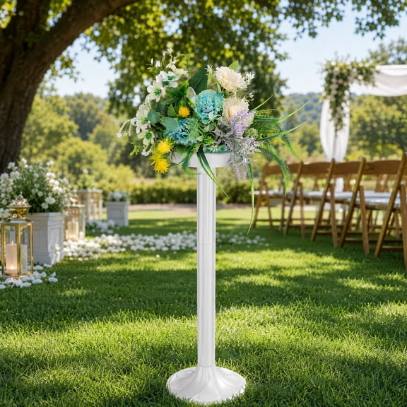 BESTYASH Set of 2 Elegant White Roman Pillar Floral Holders for Wedding and Event Decoration, Indoor and Outdoor Use