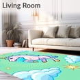 thumbnail image 2 of ODIKA 4x6 Machine Washable Non-Slip Area Rug, Magical Dreamland Unicorn with Starburst and Cloud Motifs High Traffic Rug with Pad, Green, 645752, 2 of 8
