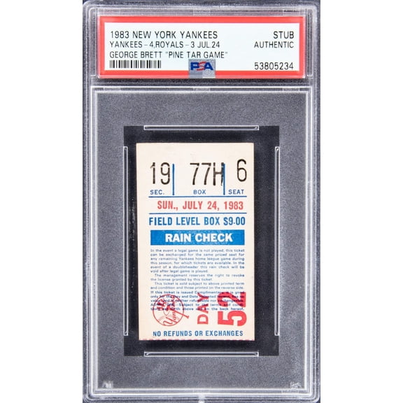 George Brett Pine Tar Game Original Ticket Stub July 24, 1983 PSA Authentic