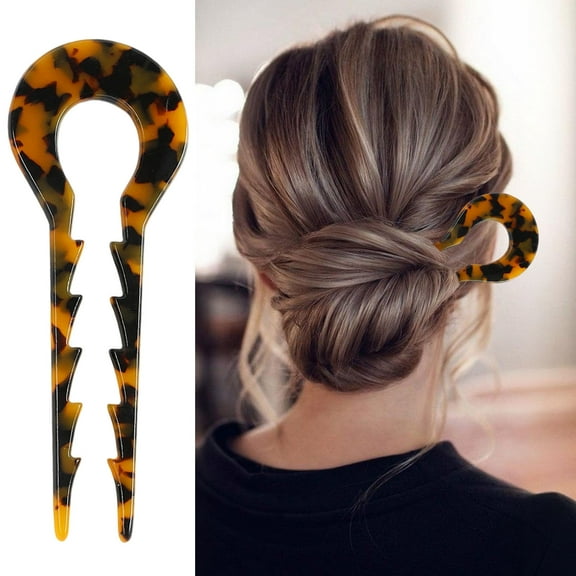 Momihoom French Hair Pins Tortoise Shell French Hair Forks U Shaped French Pins Prong Hair Sticks Acetate Chignon Pin for Women Hairstyle Accessories