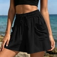 thumbnail image 3 of Bloomae Womens Elastic Waist Wide Leg Shorts Lightweight Drawstring Casual Lounge Short Pants Loose Comfy Summer Beach Vacation Shorts with Pockets, 3 of 10