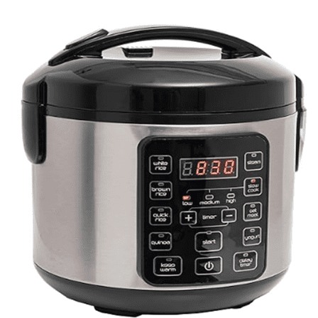 Small Digital Electric Rice Cooker, 4-8 Cups, 10 Preset Settings, Brown and White Rice Steamer, Slow Cooker with Steamer for Vegetables, Pot