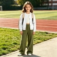 thumbnail image 7 of Gunia Little Girls Sweatpants Joggers School Uniformss Baggy Wide Leg Sweat Pants Sweatpants Elastic Waist Joggers Pants Preppy Clothes For Kids Athletic Pants Army Green 5-6 Years, 7 of 7