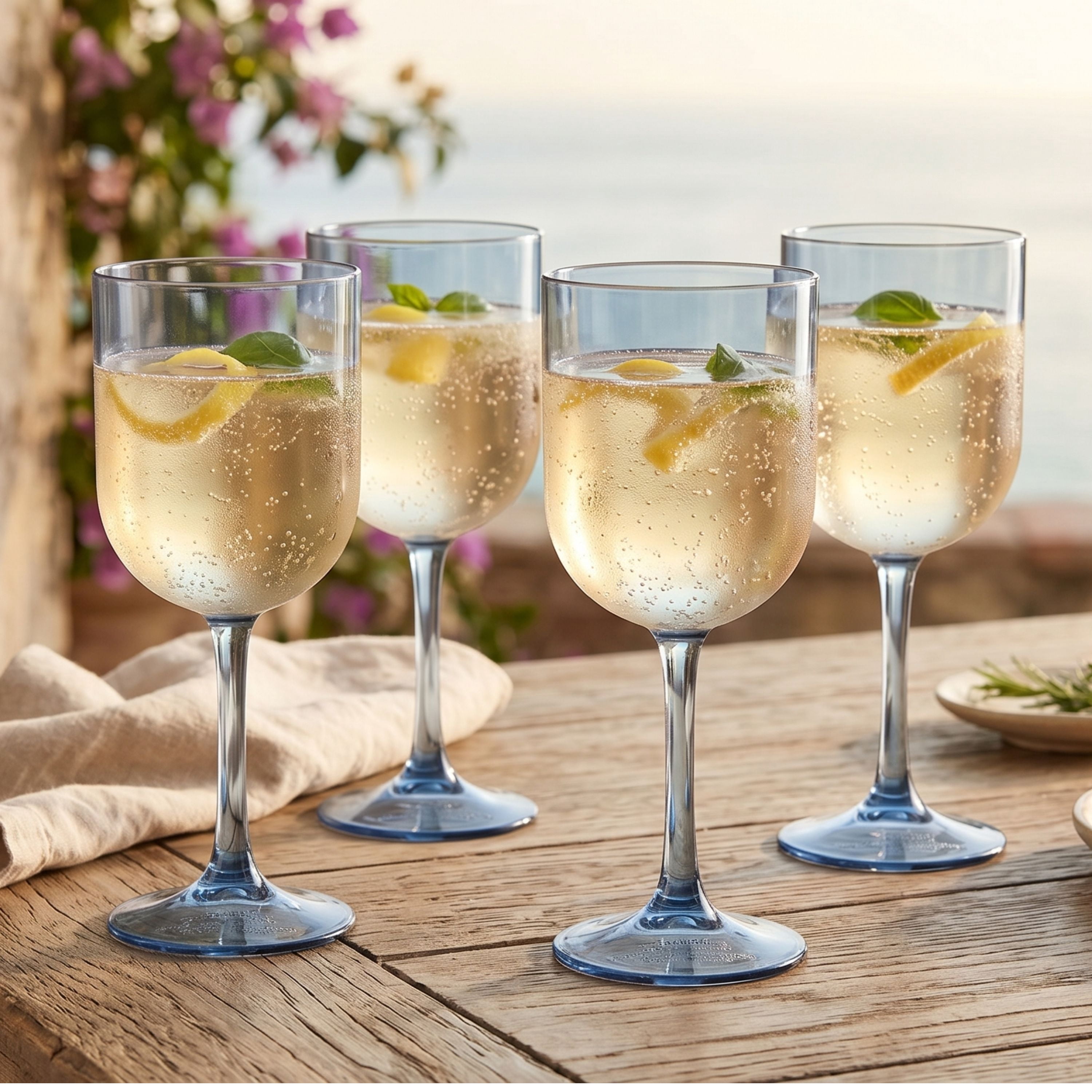 Just Feed Me by Jessie James Decker 4-Piece 12oz Stemmed Wine Glass Set, Blue