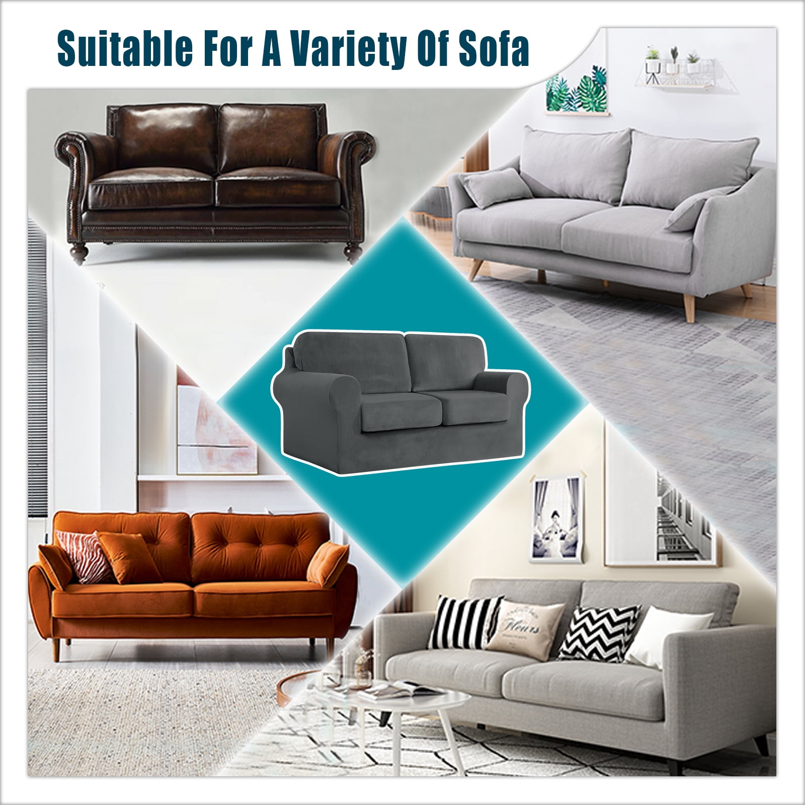 EKTORP Sofa Cover with Separate Seat Cushions covers and Backrests covers Stretch Sofa Covers Velvet Couch Slipcover Protector