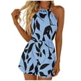 thumbnail image 2 of Axiiglly Rompers for Women Floral Halter Tie Neck Backless Summer Short Jumpsuits Casual Outdoor Daily Outfits, S-2XL, 2 of 7