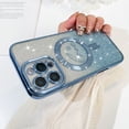 thumbnail image 2 of OOK For iPhone 16 Pro Case Magnetic, Compatible with Magsafe Love Heart Glitter Bling Plating Camera Protection Phone Case with Screen Protector for Girls Women, Blue, 2 of 6