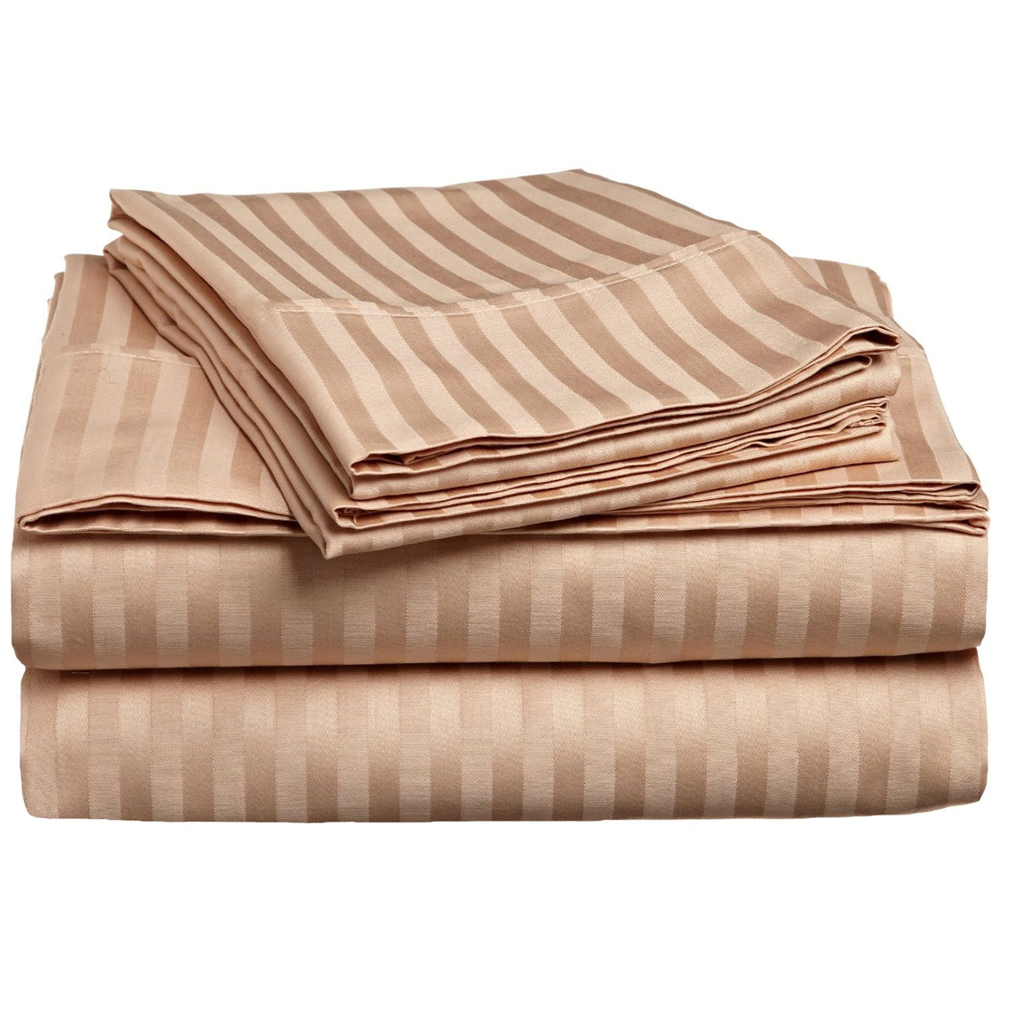SUBTLE SHEEN STRIPE 300 THREAD COUNT CREAM EXTRA DEEP DOUBLE FITTED SHEET 