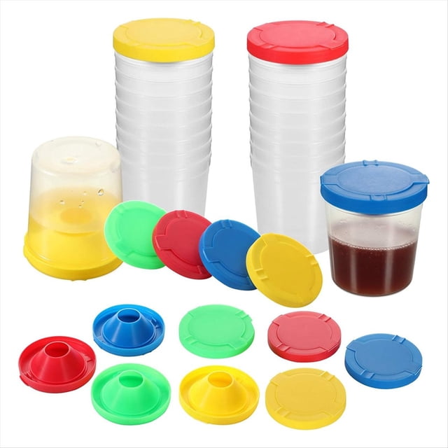Juego de 24 Vasos de Pintura Antiderrames con Tapas Abatibles, Vasos de Pintura, Suministros de Arte para la Escuela y el Aula