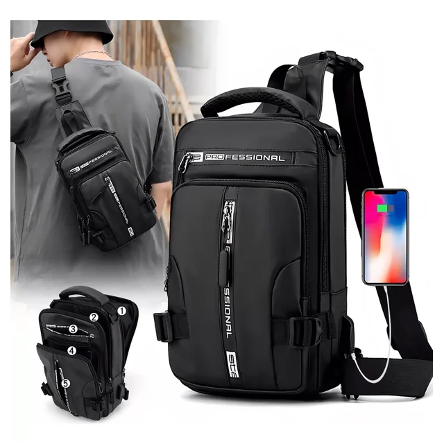 Pecheras Mochila Bolsa De Hombro Bandolera De Viaje Color Negro Color de la correa de hombro Negro