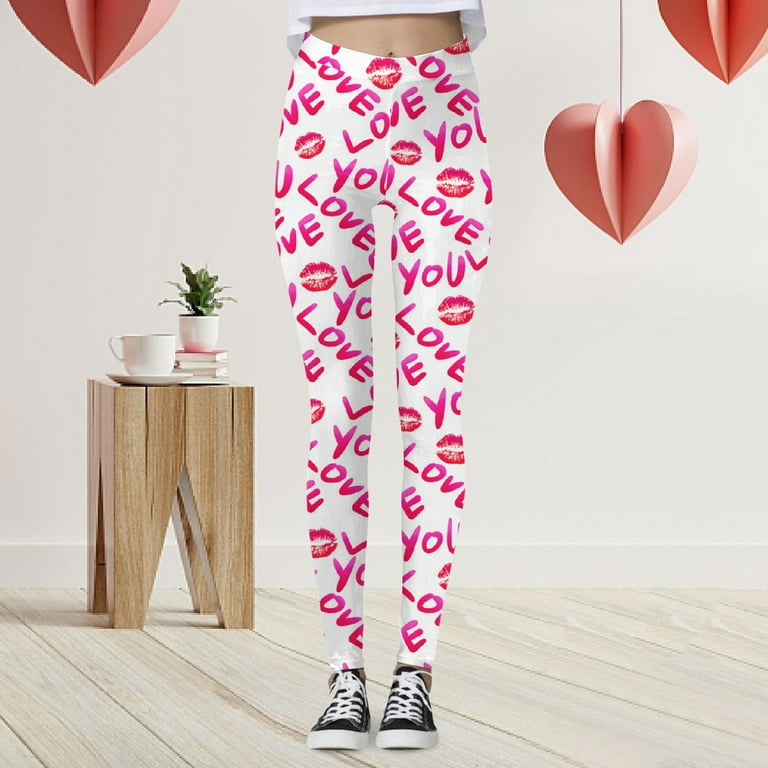 EHQJNJ Valentines Day Leggings for Women Women's Valentine's Day Casual  Printed Love Yoga Pants Leggings Leggings with Pockets for Women Yoga Pants