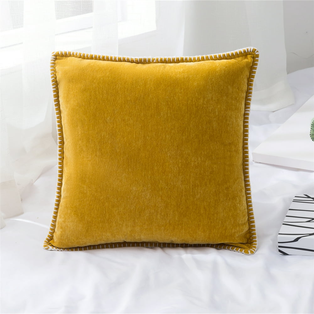 Decorative Throw Pillow Case Cover 18x18 inch Solid Color Chenille