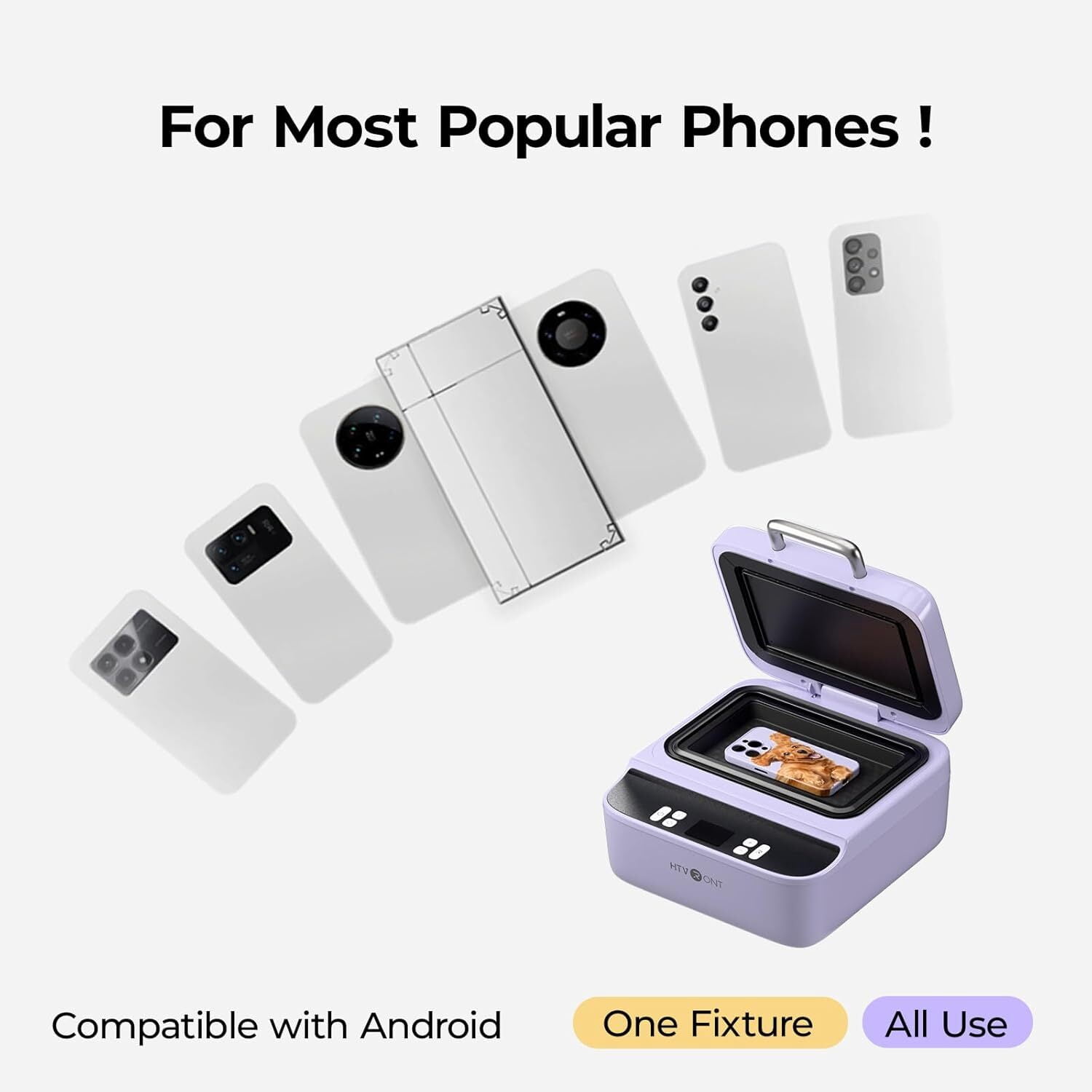 HTVRONT H17 Phone Cases Heat Press - Automatic Vacuum Heat Press Machine for Phone Cases- Sublimation Press for Custom Phone Case, Badges, Coasters, Includes Film & Fixture (Compatible with Android)
