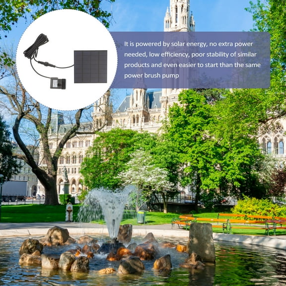 Mobutofu Garden Water Pump 1 Set Solar Powered 6V 0.8W 150L H for Outdoor Use Submersible Pond Fountain Black