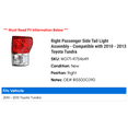 thumbnail image 2 of Right Passenger Side Tail Light Assembly - Compatible with 2010 - 2013 Toyota Tundra 2011 2012, 2 of 2