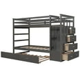 thumbnail image 3 of Twin Over Twin Bunk Bed with Trundle and Staircase, Solid Wood Bunk Bed Frame with 4 Storage Drawers and Guardrails, No Box Spring Needed, 3 of 6