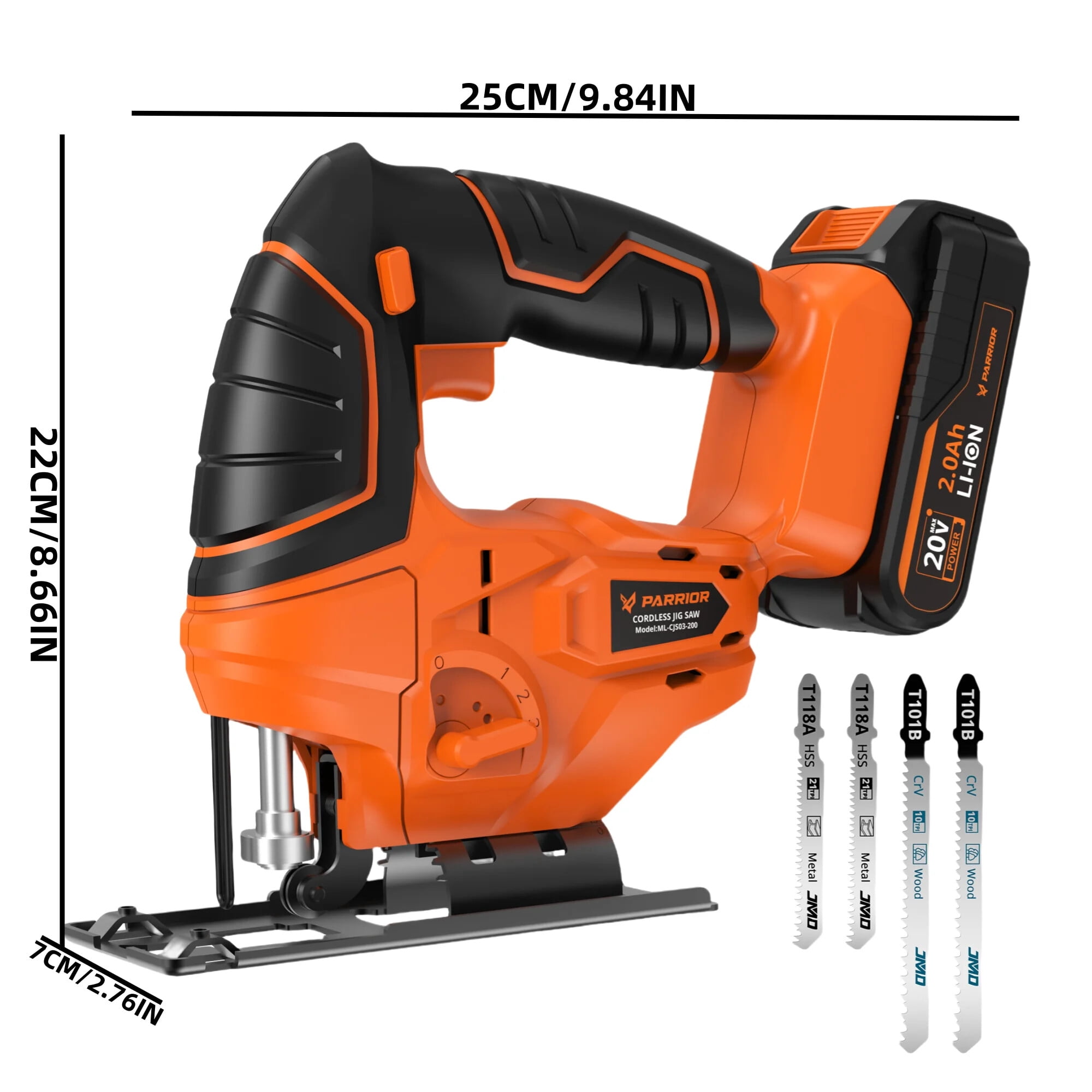 20V Cordless Miter Saw, 2700RPM, Cordless Reciprocating Saw with 2.0AH Battery and Charger for Wood, Metal, PVC Cutting