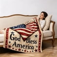 thumbnail image 3 of Fareti Patriotic Throw Blanket 4th of July Throw Blanket for Couch Bed Soft Fuzzy Fleece Blankets Stars and Stripes Red White Blue American Flag Veteran Blanket, 3 of 4