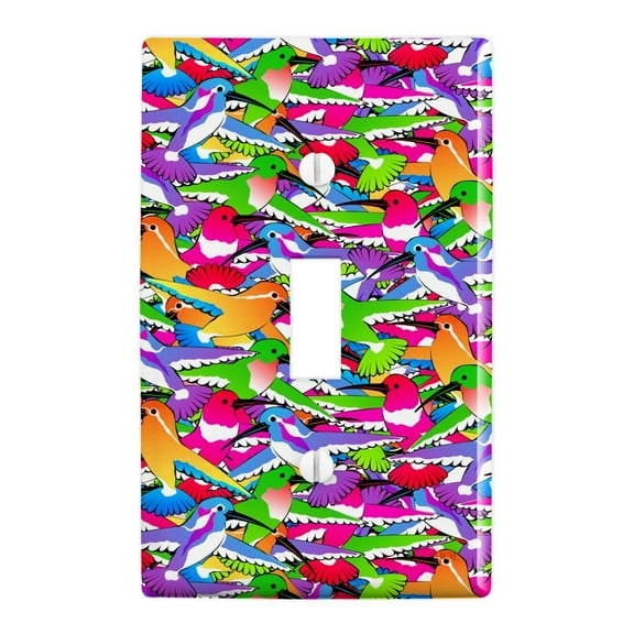 Hummingbird Colorful Pattern Plastic Wall Decor Toggle Light Switch Plate Cover