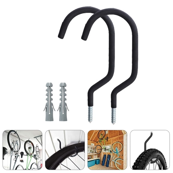 UPOUART Heavy Duty Bike Hook for Storage Black Steel Hanger Perfect for Garage and Home Use 2 Sets