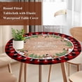 thumbnail image 4 of Christmas Round Tablecloth, Fitted Table Cover with Elastic for 45"-54" Round Tables, Xmas Tree Snowman Snowflake Red Plaid Table Cloth Outdoor Indoor Dinning Party Waterproof Tablecloths, 4 of 7