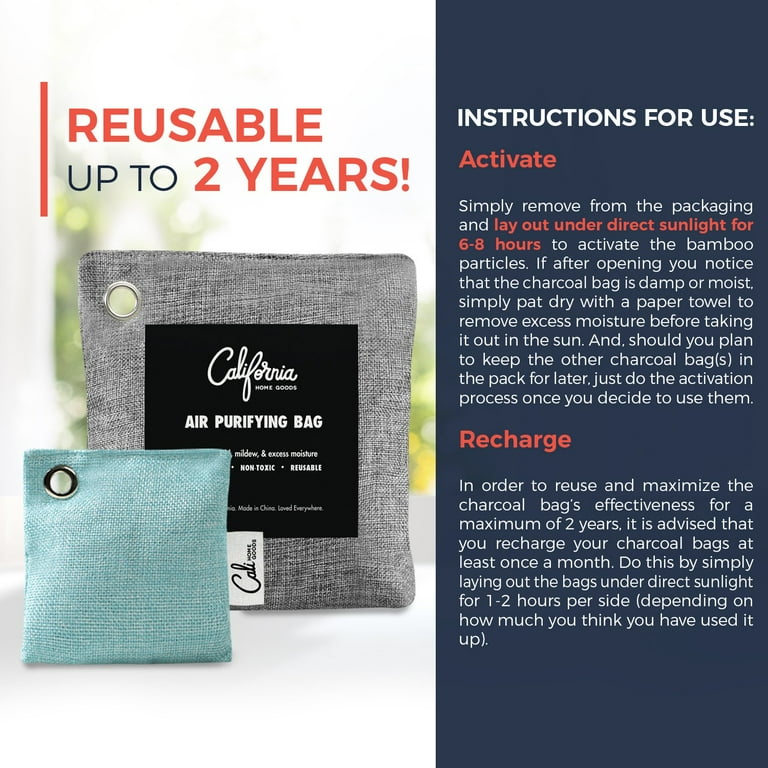 California Home Goods Grey Air Purifying Bags 5PK Non Toxic Odor Eliminator