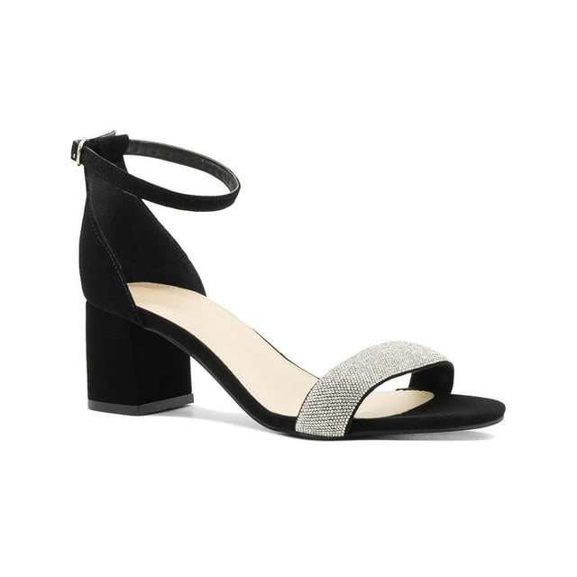 Sandalia Con Tacón Ancho Abierta Correa Tobillo Broche Negro negro 24