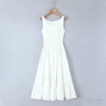 thumbnail image 2 of THDHVS Elegant Dresses for Women,Womens Dresses,Solid Color V Neck Sleeveless Dress with Back Zipper and Cinched Waist White, 2 of 9