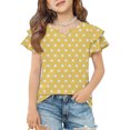 thumbnail image 2 of Dwellite Girls' V-Neck T-Shirts 3-13 Years Short Sleeve Cute Summer Tee Shirts Baggy Plain Soft Tops Yellow 130, 2 of 6