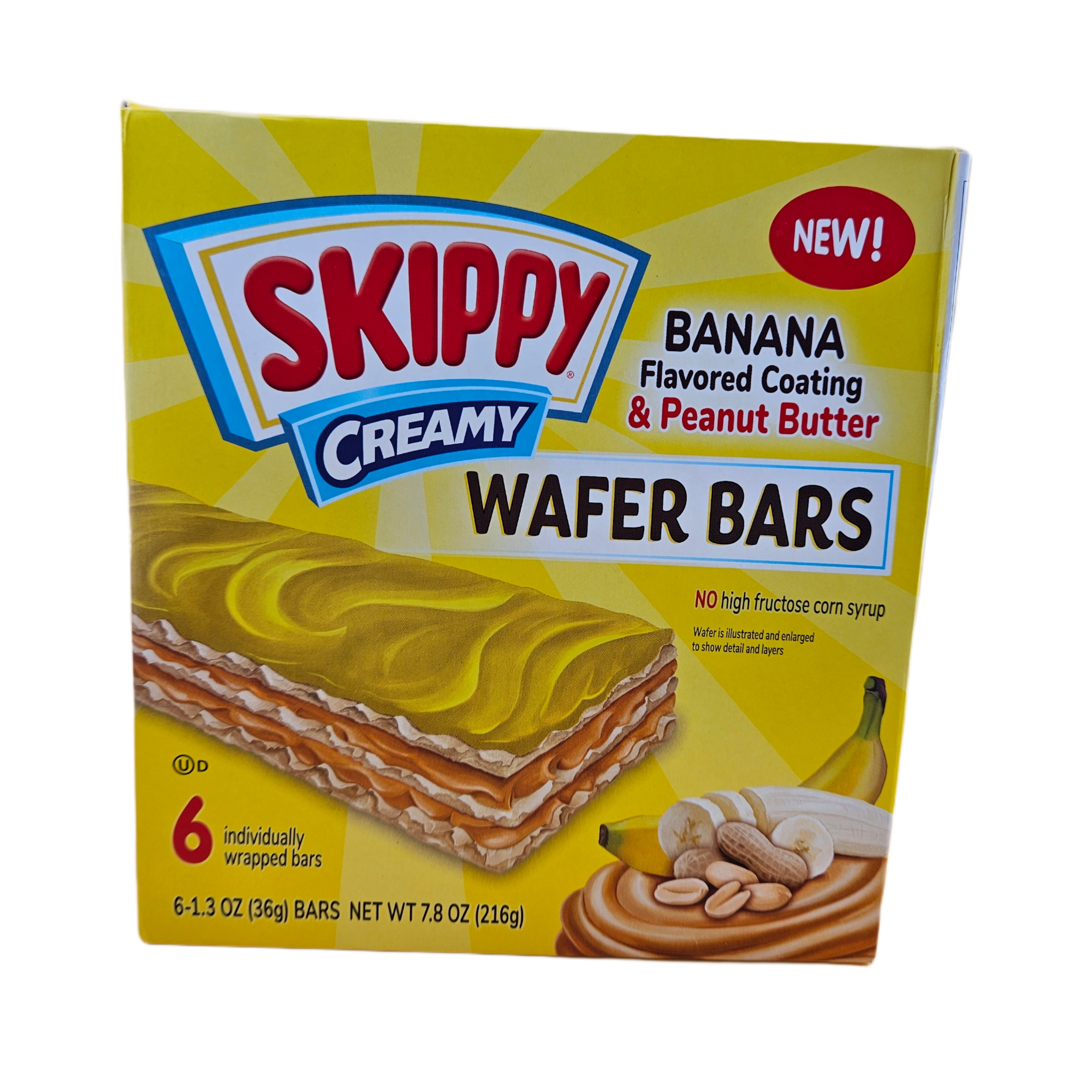 SKIPPY Creamy Peanut Butter And Chocolate Fudge Wafer Snack Bar, 7.8 oz and Creamy, Banana Flavored Coating & Peanut Butter 7.8 oz