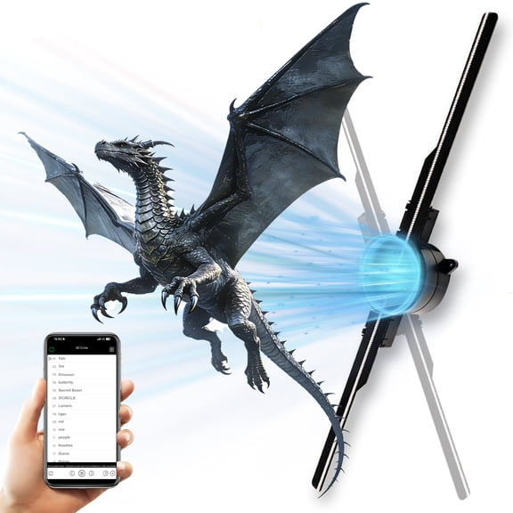 3D Hologram Fan, WiFi Holographic Projector Advertising Display, 52cm 3D Hologramfan Projector HD LED Holographic with Remote Bluetooth, Small for Shop/Bar/Christmas/Halloween