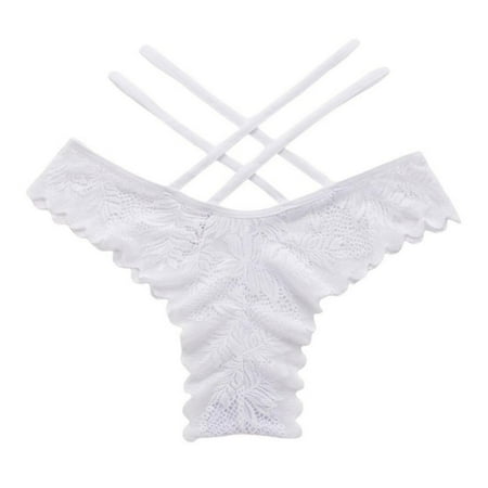 

[BRAND CLEARANCE!]Women s Lace Thongs Low Rise V-Back Criss-Cross Panties G-String Underwear Hallow Out Underwear See Through Panties