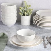 Gibson Elite Alemany 18 Piece Embossed Dinnerware Set - White