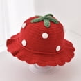 thumbnail image 5 of Tigivemen Cute Sun Hat for Toddler Girls Knitted Strawberry Bucket Hats Wide Brim Crochet Sunhats Baby Girl Gifts Red Size 1-4 Years, 5 of 6
