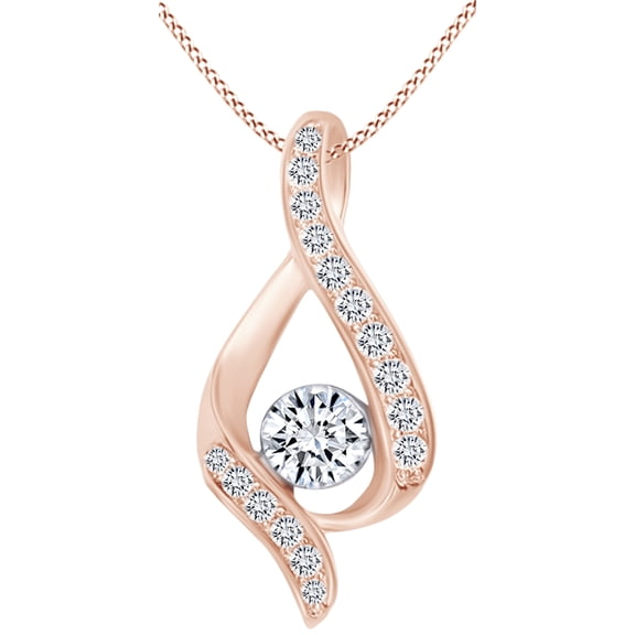 AFFY Christmas Sale 3/8 Carat White Natural Diamond Solitaire Pendant Necklace In 14k Solid Rose Gold (0.38 Cttw)