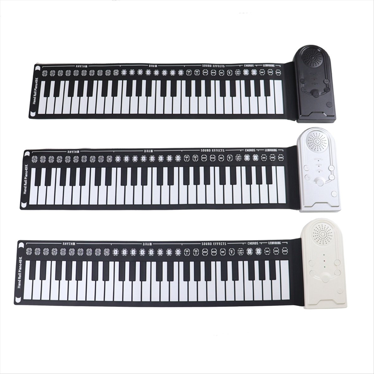 49-Key Hand-Rolled Piano with Speaker Portable Folding Children'S Piano Beginner Piano Teaching Instrument White