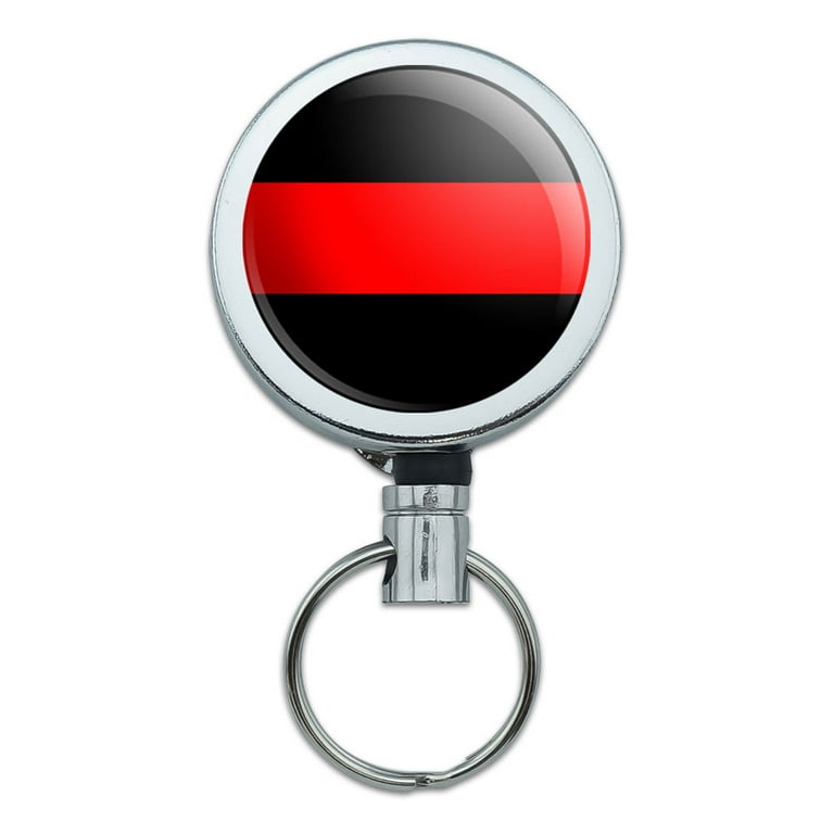 Thin Red Line Firefighters Retractable Belt Clip Badge Key Holder