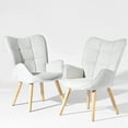 thumbnail image 5 of Homy Casa Modern Stools with Armrests & Comfortable Cushion Living Room Home Office Patio, Beige Oak, 5 of 6