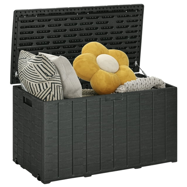 Outsunny 81 Gallon Garden Storage Box, Storage Container, Black
