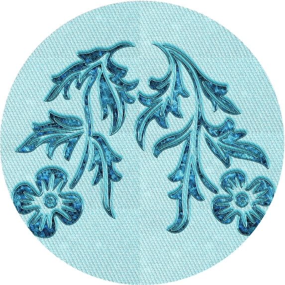 Ahgly Company Indoor Round Patterned Electric Blue Area Rugs, 6' Round