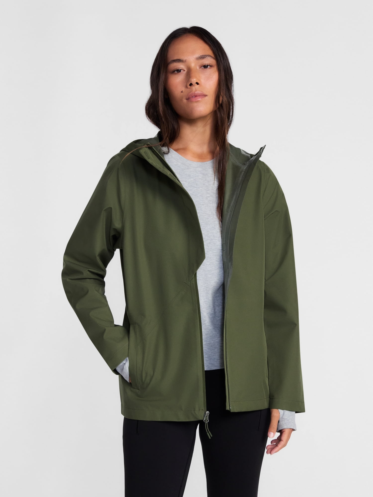 Ozark Trail Women's and Women's Plus Asymmetrical Zip Rain Jacket, Sizes XS-3X