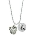 thumbnail image 1 of Delight Jewelry Silvertone Large Antiqued Pumpkin Silvertone Script Initial Disc - N - Charm Necklace, 20"+3", 1 of 4