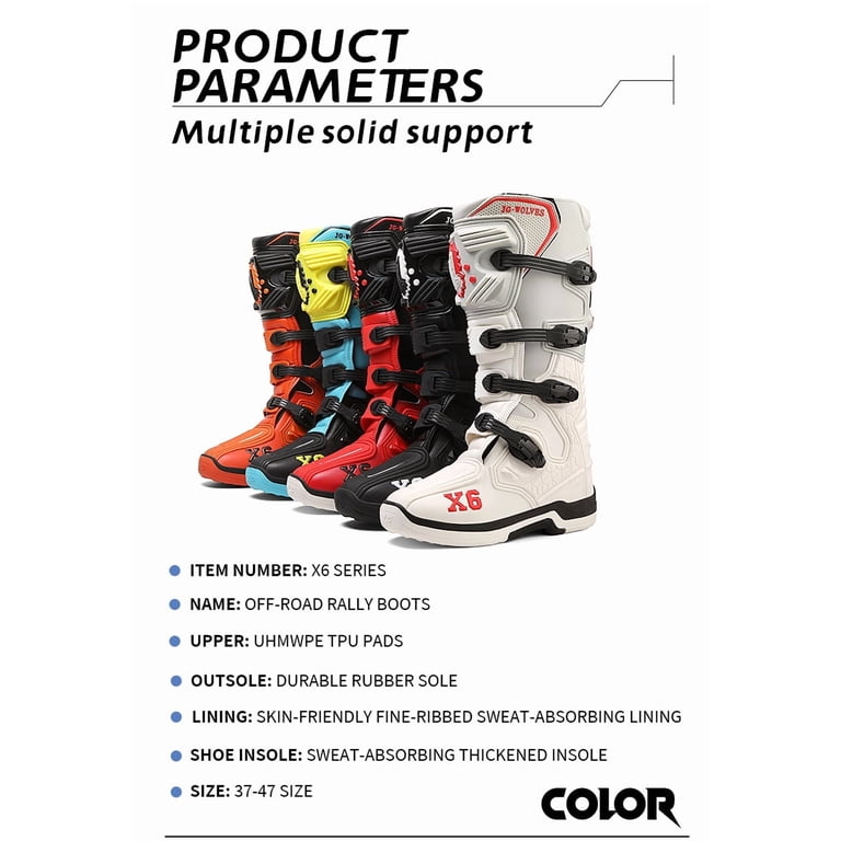 JG WOLVES - Professional motocross boots riding long boots,Black