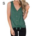 thumbnail image 1 of Chaleco Con Cuello En V Sin Mangas Con Lazo Al Frente Camiseta Mujer Verano Botón Top, Verde, S Methold AP002390-01, 1 of 7