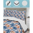 thumbnail image 4 of Blue Botanical Full Size Down Alternative Comforter, Lightweight Comforter Quilt Bedding Set with Pillow Shams Tropical Plants Summer Flowers All Seasons Bed Comforter Duvet Insert 78"x90", 4 of 7