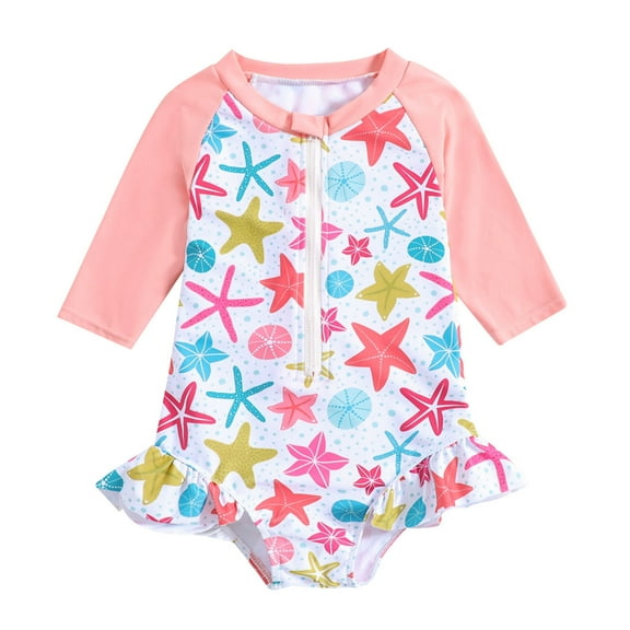 Zshosam Baby Girl Bathing Suit with Sun Hat Baby Girl Swimsuit Infant Rash Guard Swimwear UPF 50  Sun Protection Bathing Suit Size 6 12 Months,(Pink 6-12 Months)