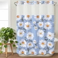 thumbnail image 3 of Blue Daisy No Hook Shower Curtain Waterproof, Bathroom Curtains with Snap in Liners and See Through Top Window, Spring Floral Summer Botanical Watercolor Hotel Style Bathtub Curtains Shower 72"Wx96"L, 3 of 8