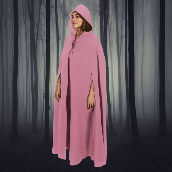 Capa unisex para mujer, larga, con capucha, para cosplay, Halloween, color liso