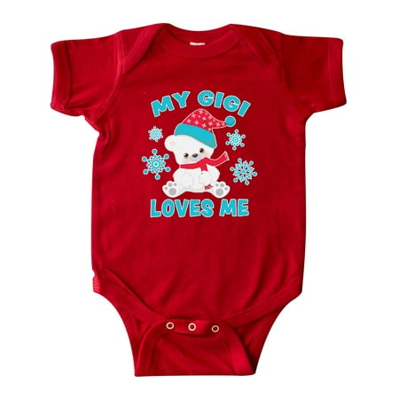 

Inktastic Polar Bear My Gigi Loves Me in Santa Hat with Snowflakes Gift Baby Boy or Baby Girl Bodysuit