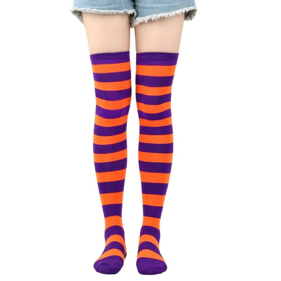 Zhuge 2 Pairs Over Knee Socks Knee-High Socks High Thigh Boot Stockings Women Knee Highs Socks for Girl Cosplay, Daily Wear,A06